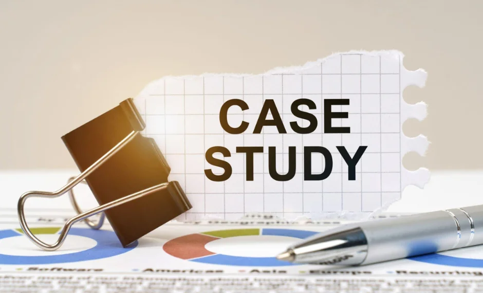 A Graphic that highlights the importance of the term case study by repeating it in a pattern.